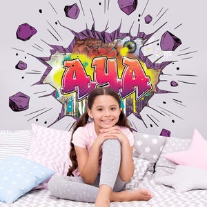 CUSTOM Personalized Graffiti art  WALL MURAL, wall sticker