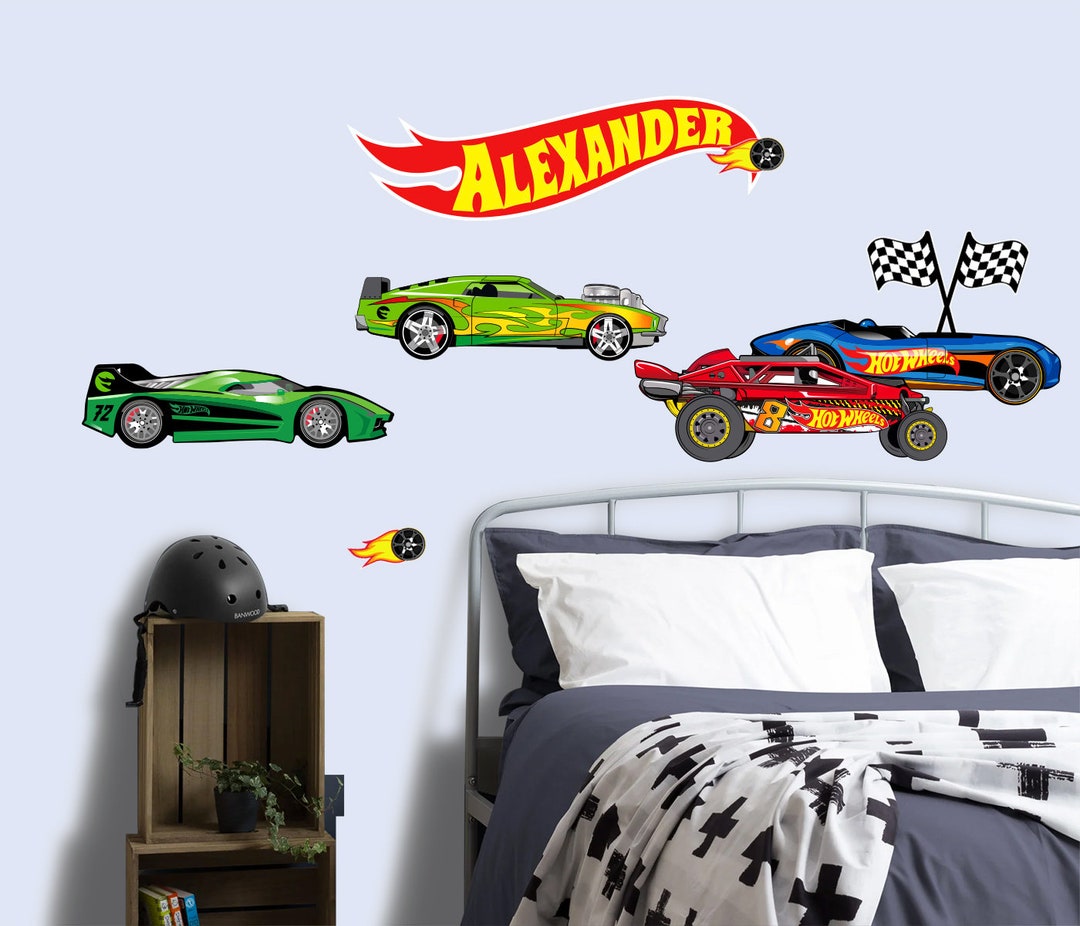 Personalized Race Cars Wall Decal: Custom Name Boys Room Decor - Etsy UK
