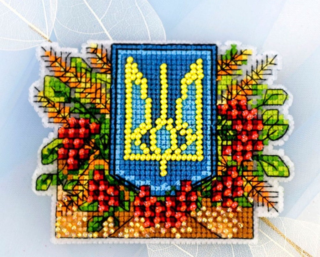 DIY Embroidery Kit Trident Emblem of Ukraine I Love Ukraine Embroidery