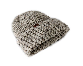 Unisex Chunky Knit Watch caps in OATMEAL