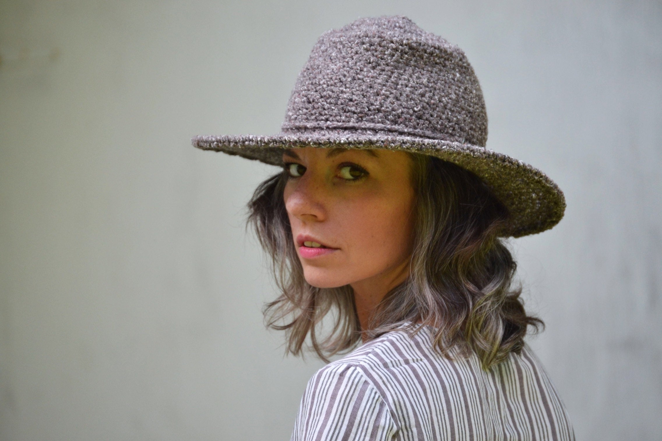 Tweed Wide Brim Hats for Women Winter Knitted Hat Hats with Etsy