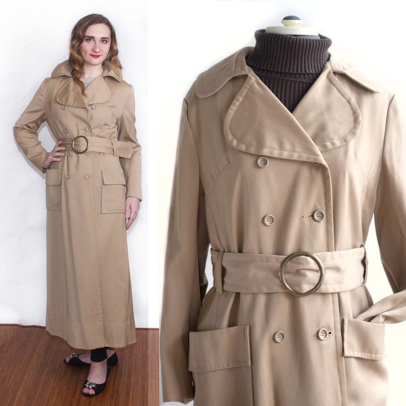 Vintage 1960s Womens Beige Heavy Trench Coat 60s Double | Etsy