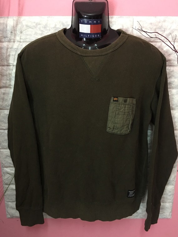 Rare Sweatshirt Alpha Industries Green Army - Etsy | Sweatshirts