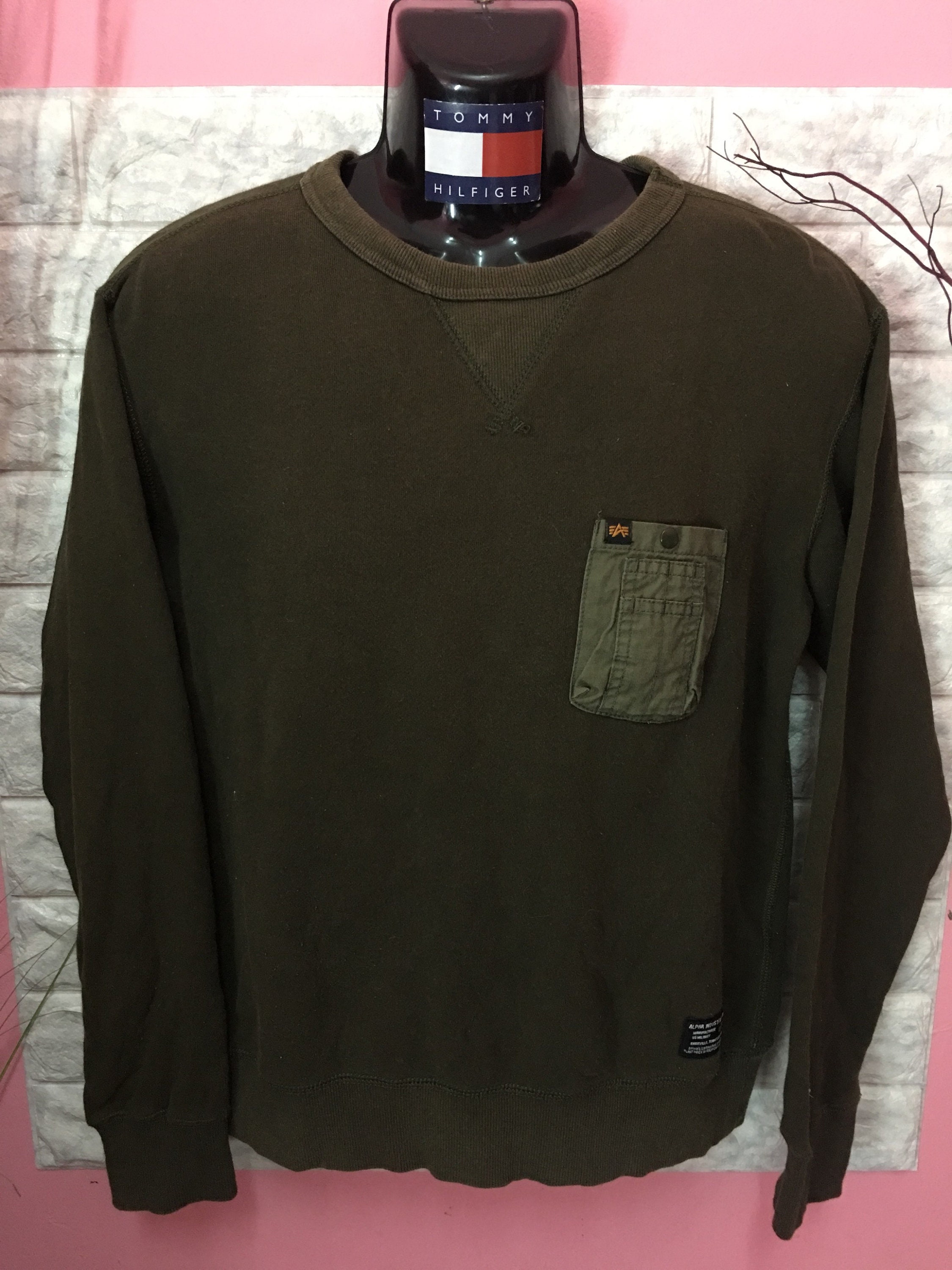 Rare Sweatshirt Alpha Industries Green Army - Etsy