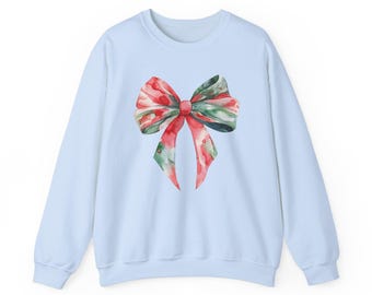 Sudadera con lazo Toile de Jouy Coquette Suéter navideño Suéter con lazo rojo Estética femenina