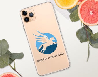 Funda transparente para teléfono con diseño de Pegasus de El guardián de las ciudades perdidas para iPhone 12, 13, 14, 15 y 16