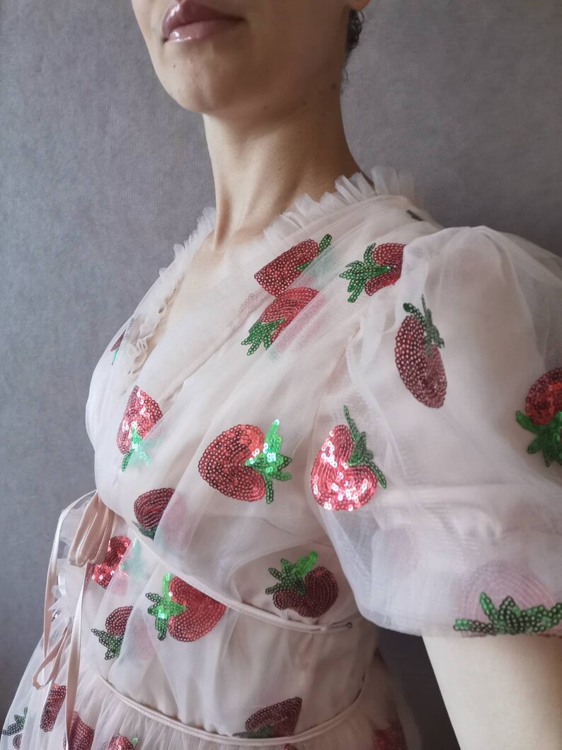 strawberry print tulle