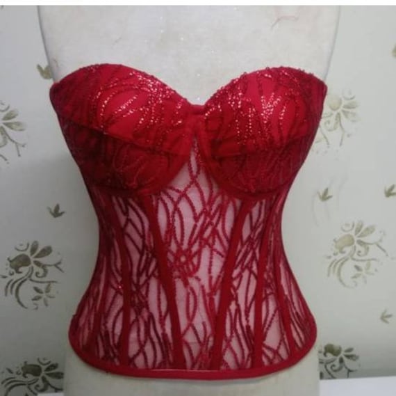 Red Corset/ Red Lace Corset/ Red Gown/ Red Bustier/ Made to | Etsy