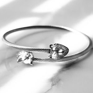 Wolf Head Stainless Steel Bangle Bracelet - Silver & Gold