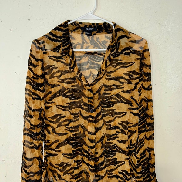 small y2k tiger blouse meow