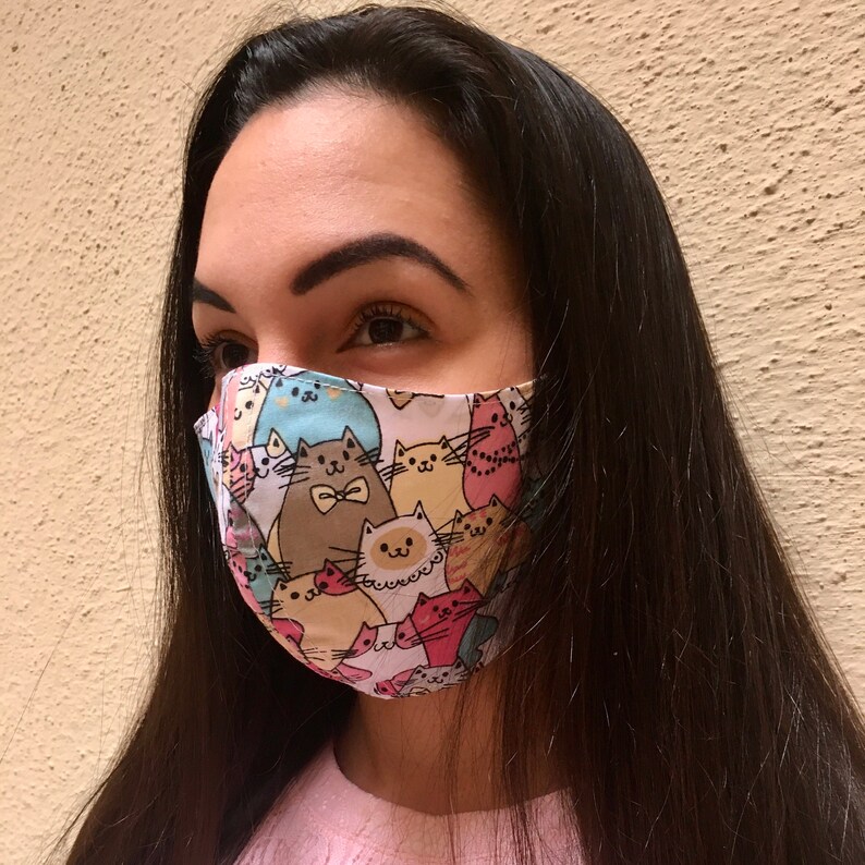 Cat face mask filter pocket washable reusable mask adults Etsy