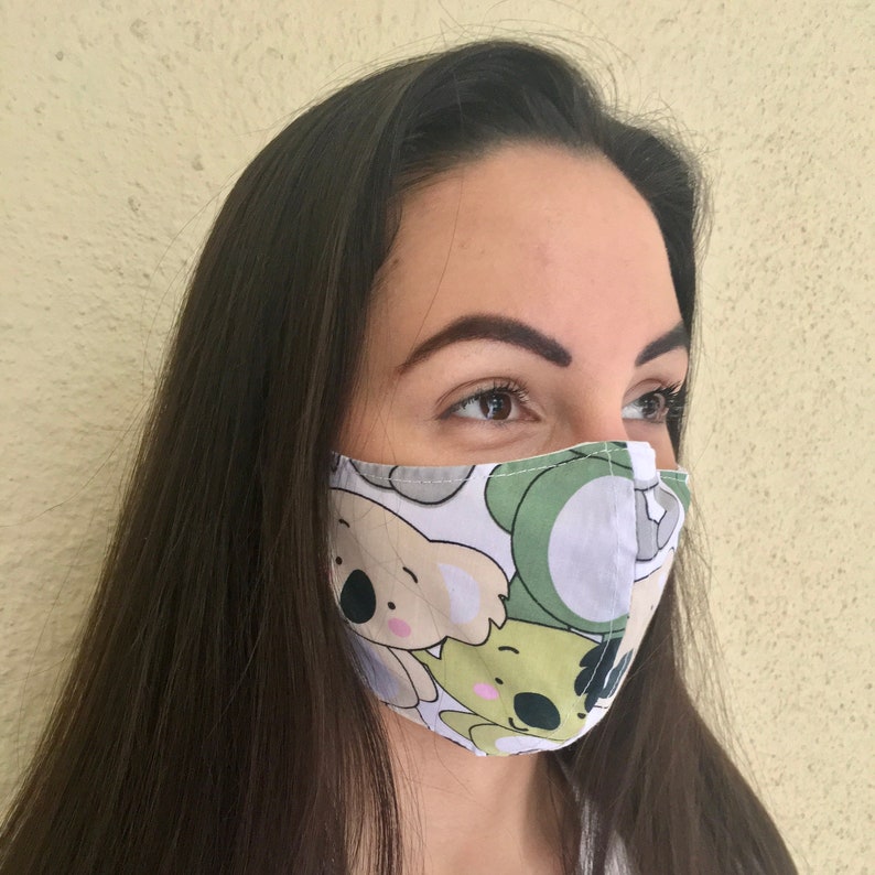 Download Terrain color koala face mask cute mask with filter pocket ...