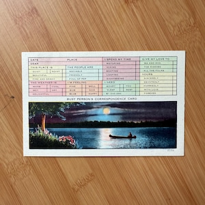 Busy Person's Correspondence Card - Canoe on Lake