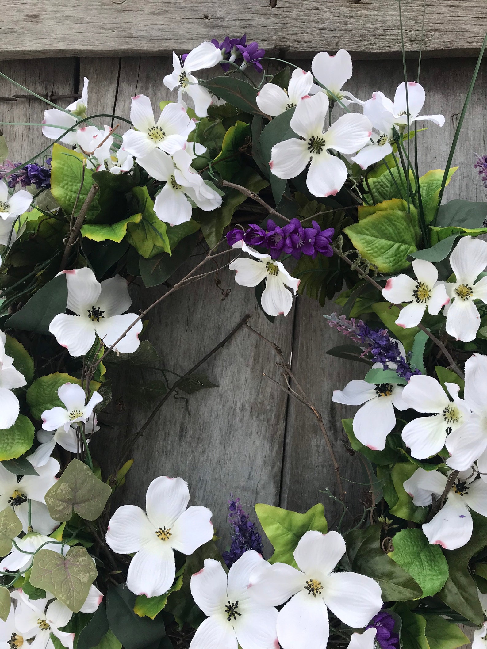 White Dogwood Grapevine Wreath for front door wreaths Fall Etsy