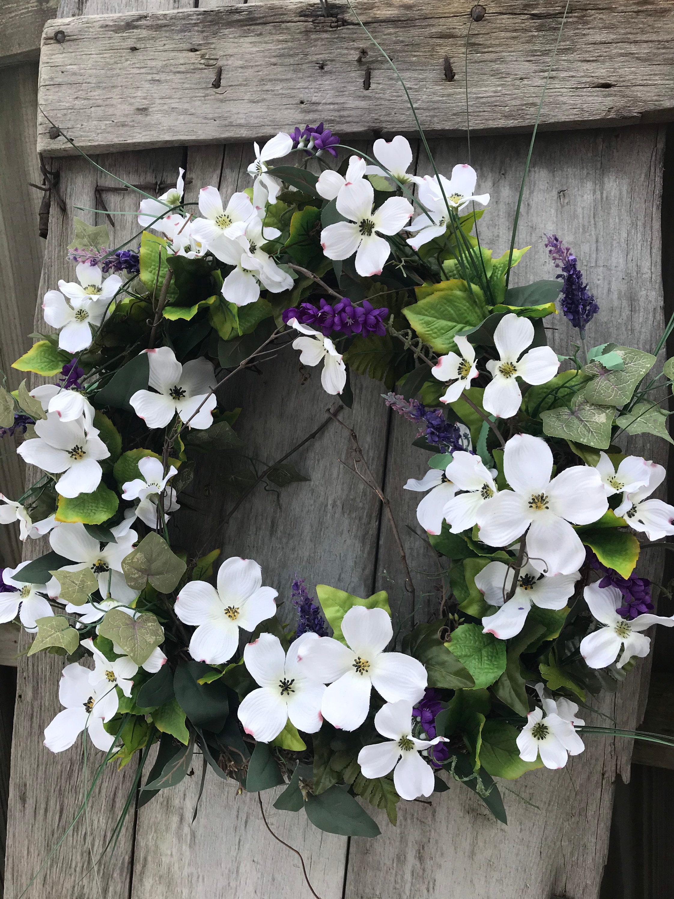 White Dogwood Grapevine Wreath for front door wreaths Fall Etsy