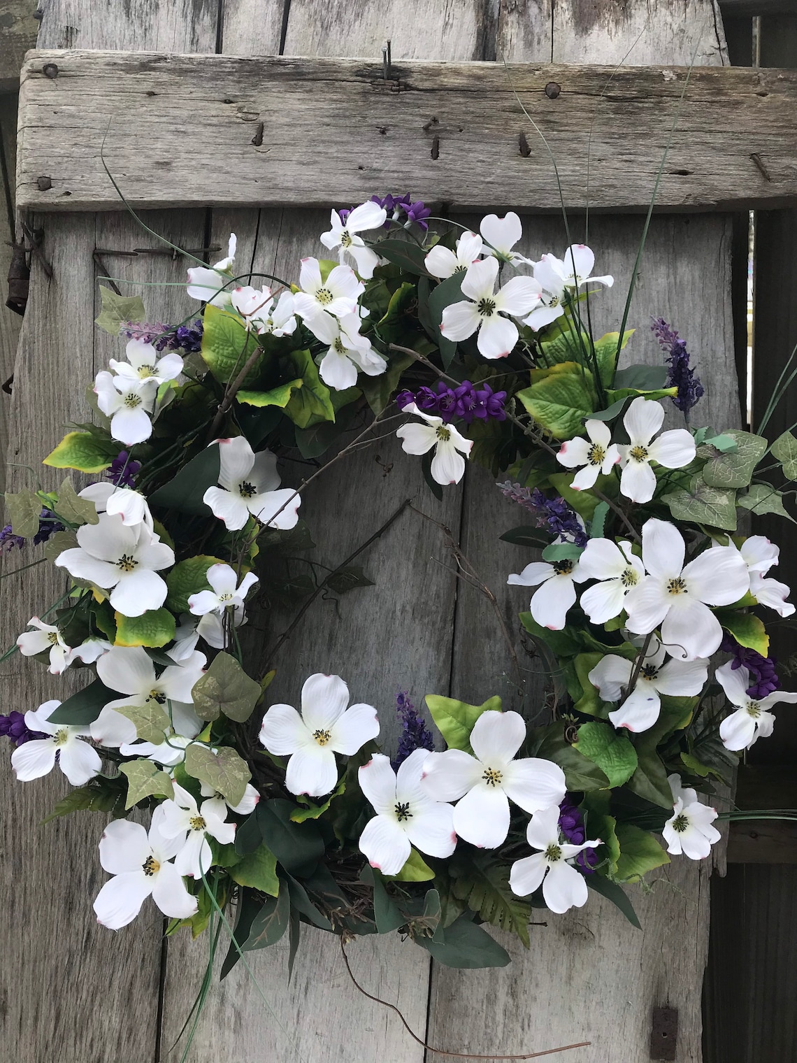 White Dogwood Grapevine Wreath for front door wreaths Fall Etsy