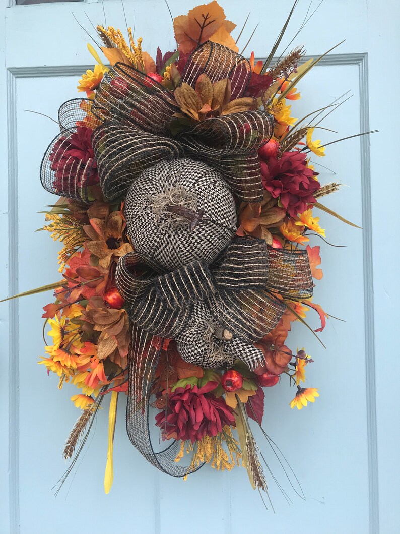 Fall Floral Grapevine Swag for Front Door Centerpiece for Etsy