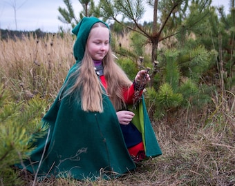 Children Hooded cloak, Medieval cloak for kids, Teenage Viking cloak, Hooded cape, Lined cloak, Fantasy cloak, Celtic cloak