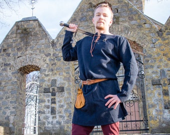 Chemise médiévale en laine - Tunique viking en laine - Vêtements celtiques et historiques pour GN et cosplay