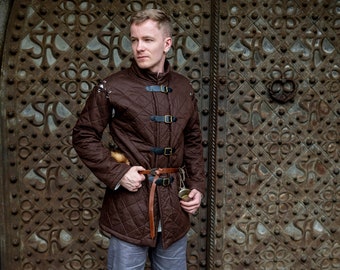 Medieval Knight Gambeson with or without sleeves (detachable), Middle Ages Coat Vest, Fantasy Viking Armor Padding, Doublet