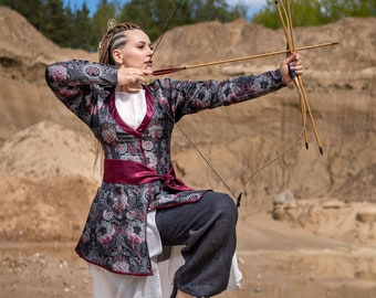 Robe persane traditionnelle, costume persan historique, ghaba iranienne médiévale, caftan, manteau safavide coloré