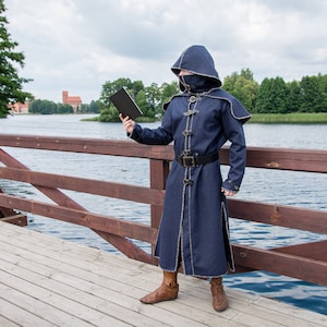 Medieval Coat With Hood Fantasy Robe Wizard Mantle Assassin Costume Cultist Outfit Alchemist Adventurer Clothing Etsy