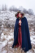 Hooded cloak with fur, Medieval cloak, Viking cloak, Hooded cape, Historical cloak, Lined cloak, Fantasy cloak, Celtic cloak