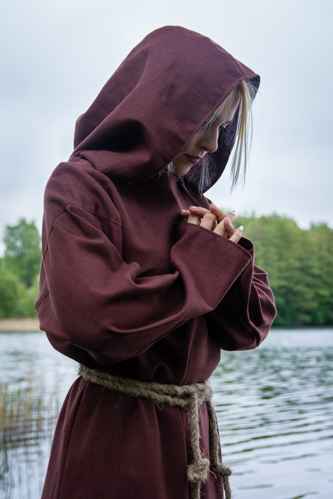 Hooded monk robe Medieval robe Cultist costume Priest Etsy