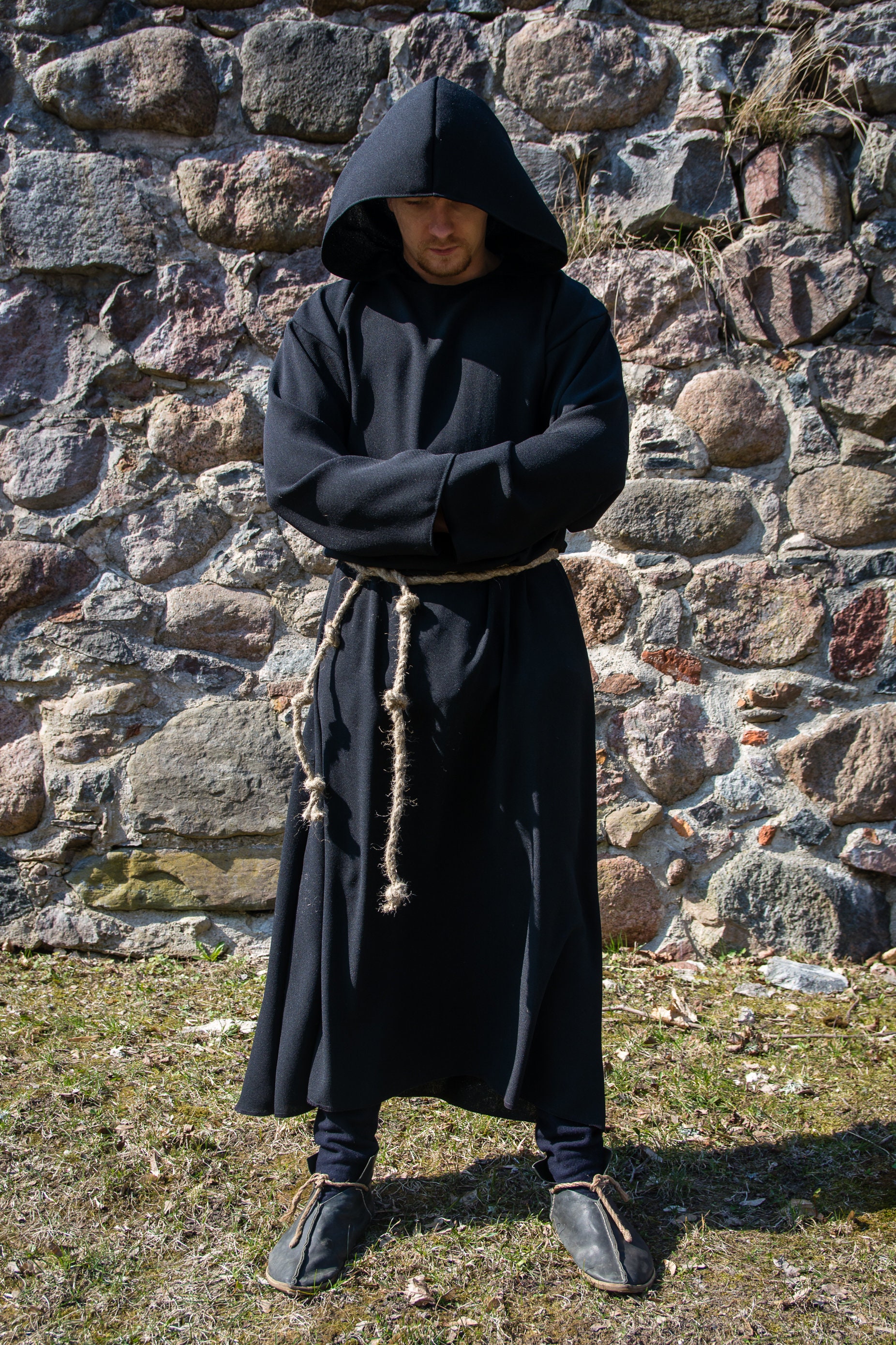 Hooded Monk Robe Medieval Robe Cultist Costume Priest ...