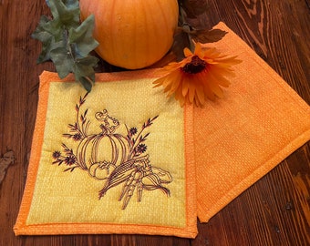 Potholder, Hot Pad, Furniture Protector, Kitchen Decor, Fall Theme, Pumpkin Theme, Insulated, Heat Resistant, Free Shipping