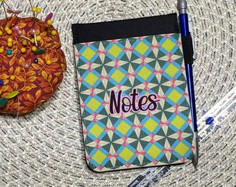 Notebook, Note Pad, Quilt Design, Personalization Available, Flip Top, 3.5 x 5 inches, Mechanical Pencil Included, Free Shipping