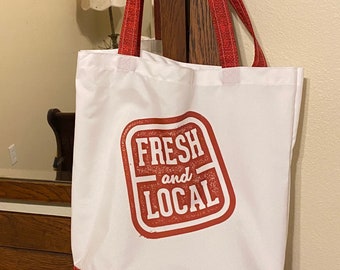 Farmers Market Tote Bag: Fresh & Local, Reinforced Cotton Bottom