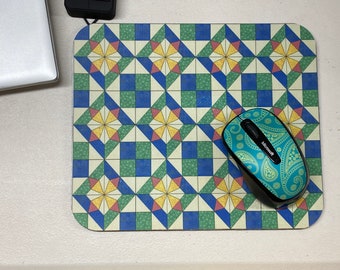 Quilt Design Mousepad, Personalization Available, 9.25 x 7.75 x .22in, Matte Finish, Free Domestic Shipping