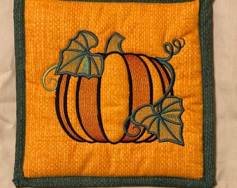 Pumpkin Potholder: Embroidered Fall Kitchen Decor