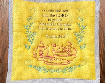 Potholder, Hot Pad, Furniture Protector, Kitchen Decor, Christian Psalm, Insulated, Heat Resistant, Free Shipping