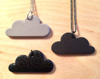 Pendentif nuage en porcelaine, gris, noir ou marbré – Bijou en céramique moderne
