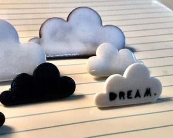 Porcelain Cloud Brooch: Glossy or Matte, Modern Ceramic Jewelry