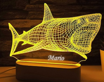 Hai 3D LED Lampe: Ocean Room Decor, Jaws Geschenk