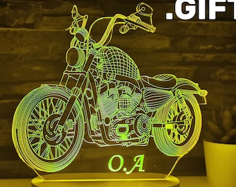 Motorcycle Night Light: LED Biker Decor, Customizable Gift