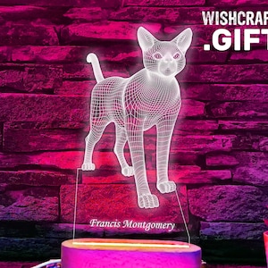 Bezaubernde Kitty Leuchte - Kundenspezifische Katzenlampe, 3D Katzenlicht, Geschenk für Katzenliebhaber - Mystische Feline Beleuchtung