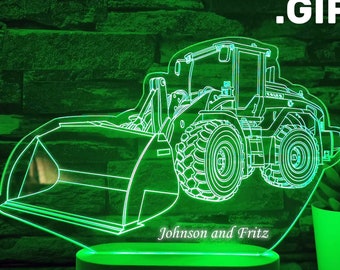 Excavator LED Lamp: Construction Gift, Man Cave Decor