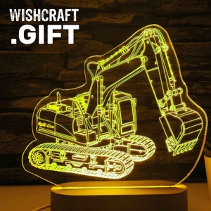 Gift for Excavator Operator, Excavator LED Lamp, 3D Night Light, Gift for Him, Personalized Excavator, Man Cave Gift, Excavator Gift, Bagger