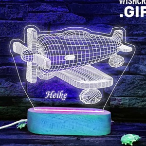 Airplane Lamp, Kids Lamp, Airplane Lover Gift, Plane Lover, Flight Attendant Gift, Pilot Gift, Air Hostess Gift, Baby Nursery Lamp, 3D Plane