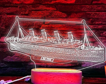 Titanic LED Lamp, Titanic Ship, Titanic Light, Personalized Lamp, Titanic Decor, White Star Line, Shipwreck, Titanic Gift, Lampe Geschenk