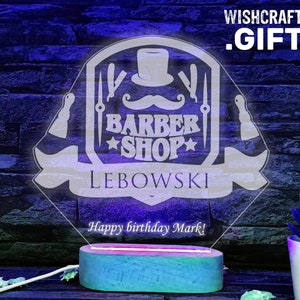 Barber Shop, LED Lamp, Barber Salon, Barber Club, Barber Pole, Gift for Barber, Barber Lamp, Barber Kings, Barber Logo, Unique Barber Gift