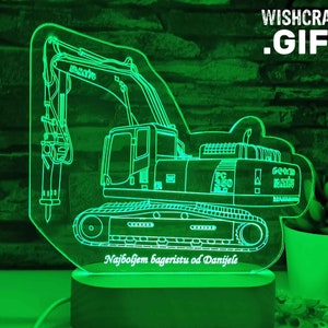 Excavator Gift, Gift for Excavator Operator, Excavator LED Lamp, Gift for Him, Personalized Excavator, Man Cave Gift, Excavator Owner Gift