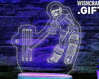 Cricket Player LED Lamp: Customizable Fan Gift