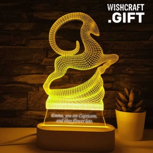 Lampe Capricorne : signe du zodiaque 3D, cadeau astrologie