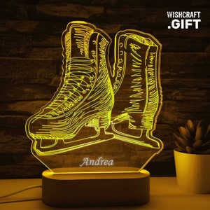 Ice Skates LED Night Lamp: Figure Skating Gift, Sport Trophy