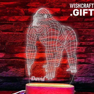 Gorilla Gift, Gorilla Lamp, Gorilla House Decoration, Mountain gorilla, Handsome gorilla, Embrace monke and reject humanity, Monkey Lamp
